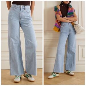 Veronica Beard Taylor Relaxed Wide Leg High Rise Light Wash 31